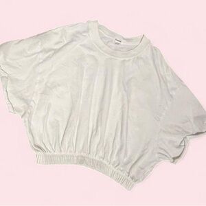 Garage White Cropped Elastic-Hem Tee